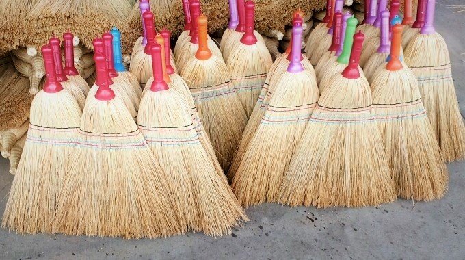 Toptan Siboplu Plastik Saplı Ot Süpürge (20 Adet)