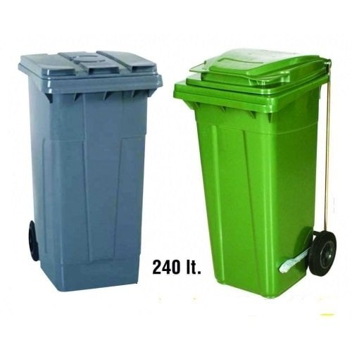 Toptan Plastik Yeşil Çöp Konteyner 240 Lt. (4 adet)