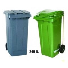 Toptan Plastik Yeşil Çöp Konteyner 240 Lt. (4 adet)